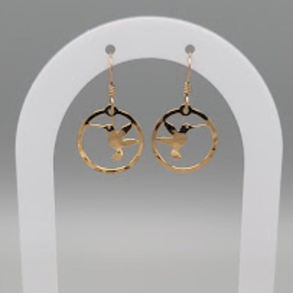 WILD BYRD Gold Tone Hummingbird Earrings